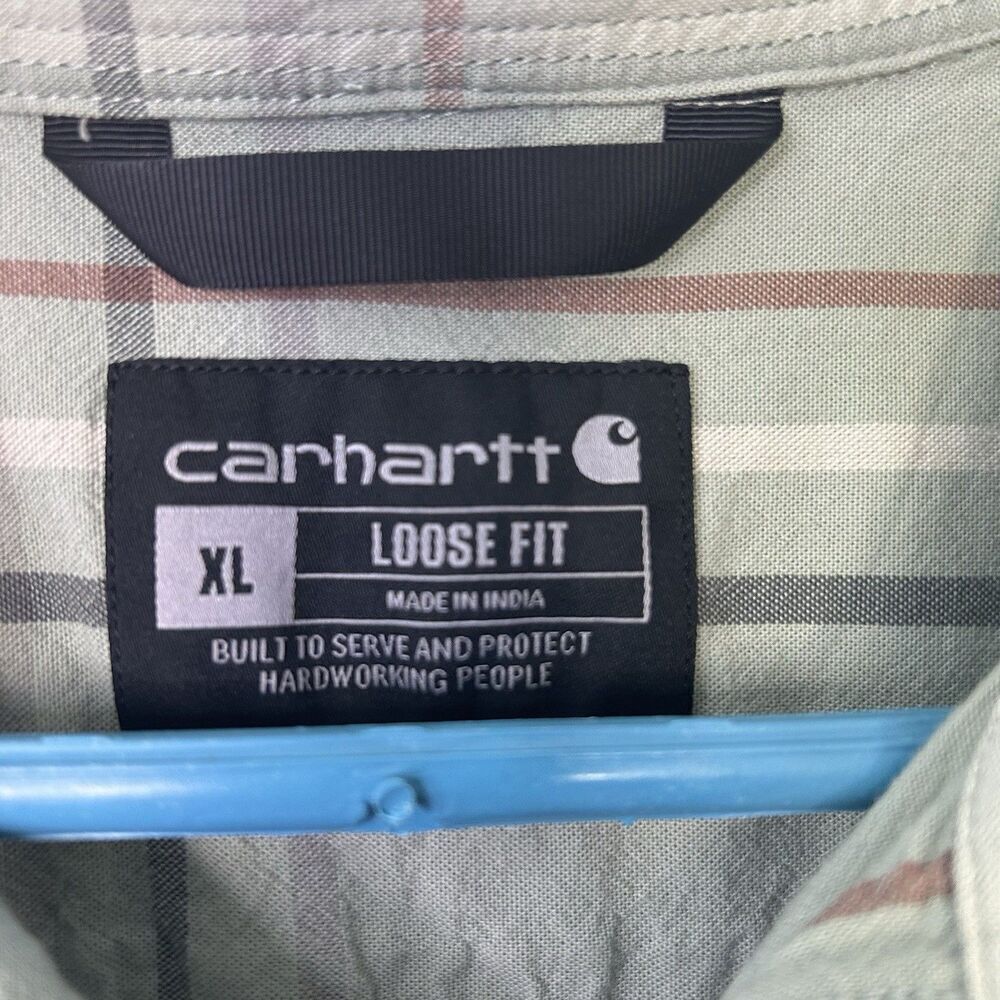Carhartt Short Sleeve Button Down Shirt Men’s Size XL Green Workwear - Picture 2 of 8